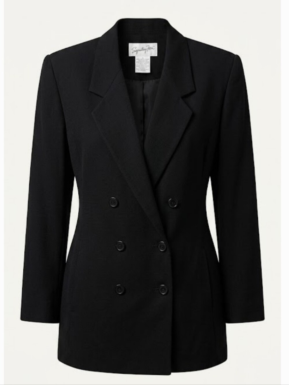 Jacqueline Ferrar Vintage Black Double Breasted Blazer Size 16 Wool Blend